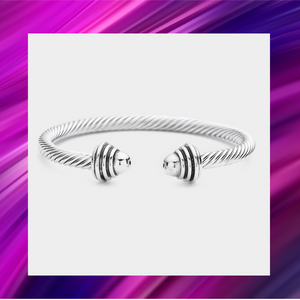 Twisted Silver Cable Cuff Bracelet - B1006