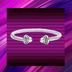 Twisted Silver Cable Cuff Bracelet - B1006