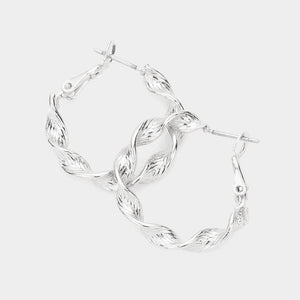 Twisted Silver Hoop Earrings