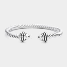 Load image into Gallery viewer, Twisted Silver Cable Cuff Bracelet - B1006
