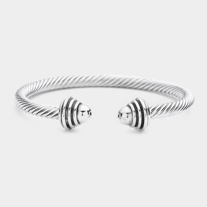 Twisted Silver Cable Cuff Bracelet - B1006