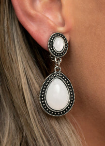 Carefree Clairvoyance - White Clip On Earrings