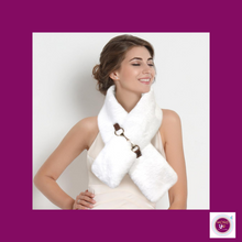 Load image into Gallery viewer, White Faux Fur Leather Pull Through Scarf
