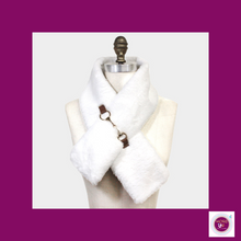 Load image into Gallery viewer, White Faux Fur Leather Pull Through Scarf
