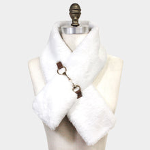 Load image into Gallery viewer, White Faux Fur Leather Pull Through Scarf
