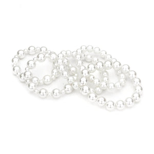 White Pearl Stretch Bracelet Stack Set of 5 - B1026