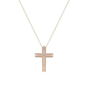 CZ Framed Cross Gold Necklace