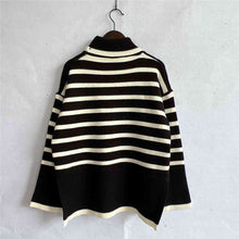 Load image into Gallery viewer, Striped Turtleneck Flare Sleeve Sweater
