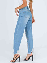 Load image into Gallery viewer, Raw Hem Distressed Straight Jeans
