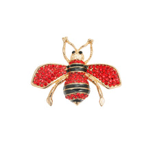 Load image into Gallery viewer, Red Rhinestone Bee Brooch
