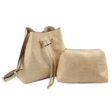 Load image into Gallery viewer, Light Brown Crocodile Cinch Sack Bag Set
