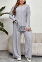 Load image into Gallery viewer, Plus Size Tassel Hem Top and Pants Set
