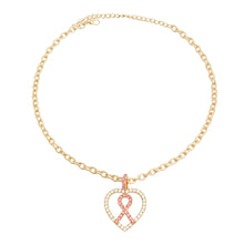Load image into Gallery viewer, Pink Ribbon Clear Heart Necklace
