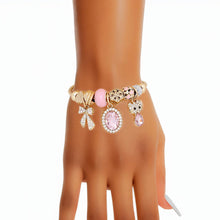Load image into Gallery viewer, Cable Bangle Pink Kitty Gold Bracelet for Women
