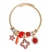 Load image into Gallery viewer, Gold Red Crystal Cable Bangle
