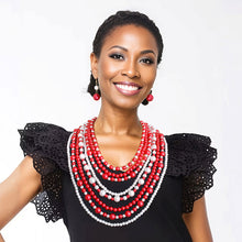 Load image into Gallery viewer, Red White Pearl 8 Strand Set
