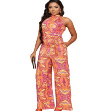 Load image into Gallery viewer, 1XL Orange Paisley Jumpsuit
