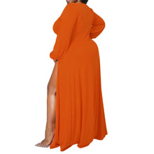 Load image into Gallery viewer, 3XL Bright Orange Sexy Slit Dress
