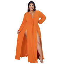 Load image into Gallery viewer, 1XL Bright Orange Sexy Slit Dress
