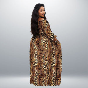 3XL Leopard Split Maxi Dress