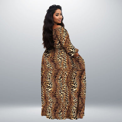 4XL Leopard Split Maxi Dress