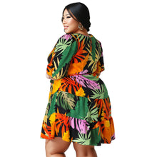 Load image into Gallery viewer, 1XL Tropical Print Apron Dress
