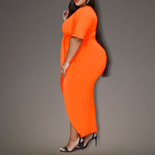 Load image into Gallery viewer, 3XL Bright Orange Hip Pleat Dress
