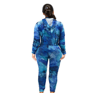 2XL Blue Tie Dye Hoodie Set