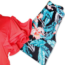 Load image into Gallery viewer, 1XL Red Ruffle Tropical Pant Set
