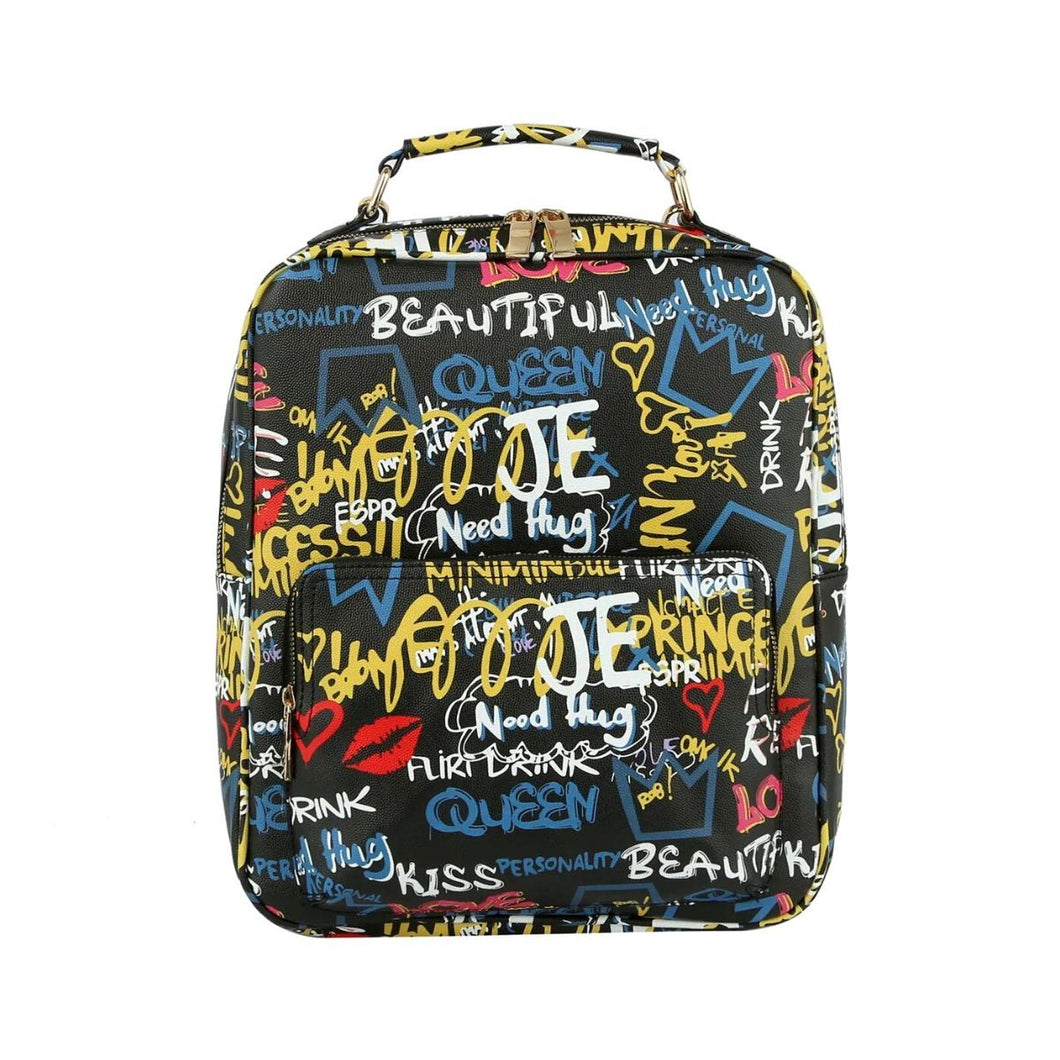 Black Graffiti Trolley Sleeve Backpack