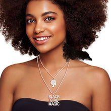 Load image into Gallery viewer, Silver Double Chain Black Girl Magic Necklace
