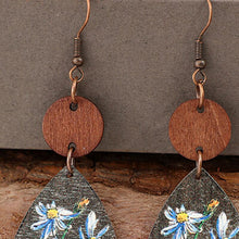 Load image into Gallery viewer, Flower Geometrical Shape Wooden Earrings
