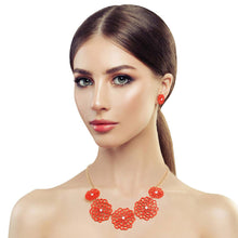 Load image into Gallery viewer, Red Matte Metal Cut Out Flower Necklace
