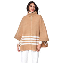 Load image into Gallery viewer, Camel Stripe Zipper Kimono
