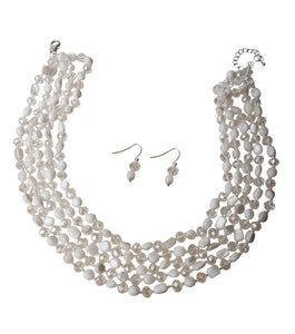 Ivory Bead Layered Necklace Set