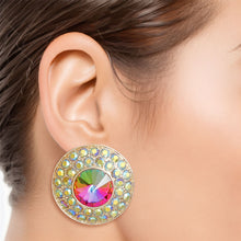Load image into Gallery viewer, Clip On Small Pink Green Dome Earrings for Women
