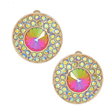 Load image into Gallery viewer, Clip On Small Pink Green Dome Earrings for Women
