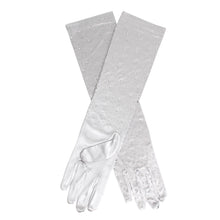 Load image into Gallery viewer, Gloves Long Silver Stone Satin Bridal for Women
