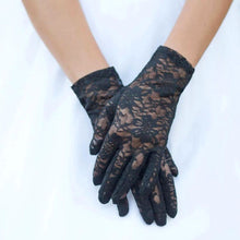 Load image into Gallery viewer, Black Short Lace Gloves
