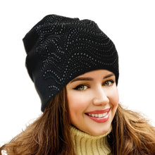 Load image into Gallery viewer, Black Beaded Slouch Beanie
