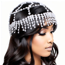 Load image into Gallery viewer, Rhinestone Bridal Headpiece Silver Fringe Women
