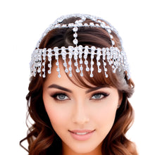 Load image into Gallery viewer, Rhinestone Bridal Headpiece Silver Fringe Women
