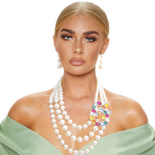 Load image into Gallery viewer, Infinite Elegance: Multi-Color Infinity Ring 3-Layer Pearl Necklace Set
