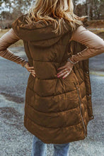 Load image into Gallery viewer, Longline Hooded Sleeveless Puffer Vest

