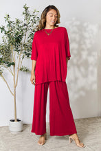 Load image into Gallery viewer, Double Take Full Size Round Neck Slit Top and Pants Set
