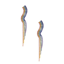 Load image into Gallery viewer, Curvy Rainbow Rhinestone Earrings
