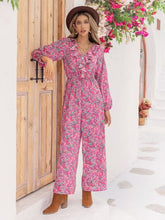 Load image into Gallery viewer, Printed Ruffled V-Neck Balloon Sleeve Jumpsuit

