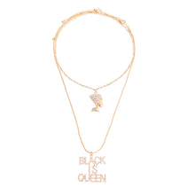 Load image into Gallery viewer, Gold Double Chain Black is Queen Necklace
