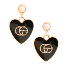 Load image into Gallery viewer, Black &amp; Gold Hearts: Metal Earrings
