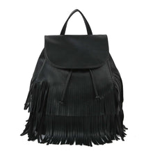 Load image into Gallery viewer, Black Double Fringe Convertible Backpack
